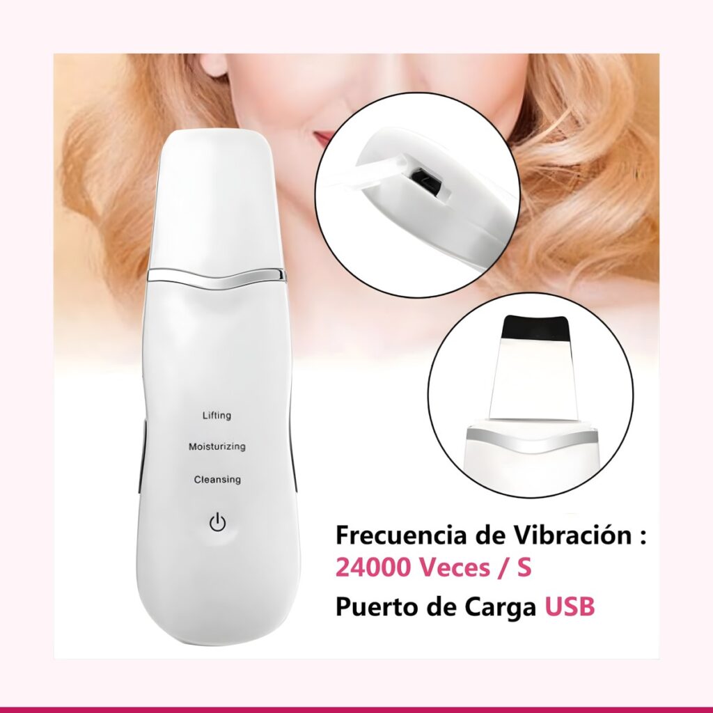Espátula Facial Ultrasónica Recargable - Limpieza de Poros y Puntos Negros