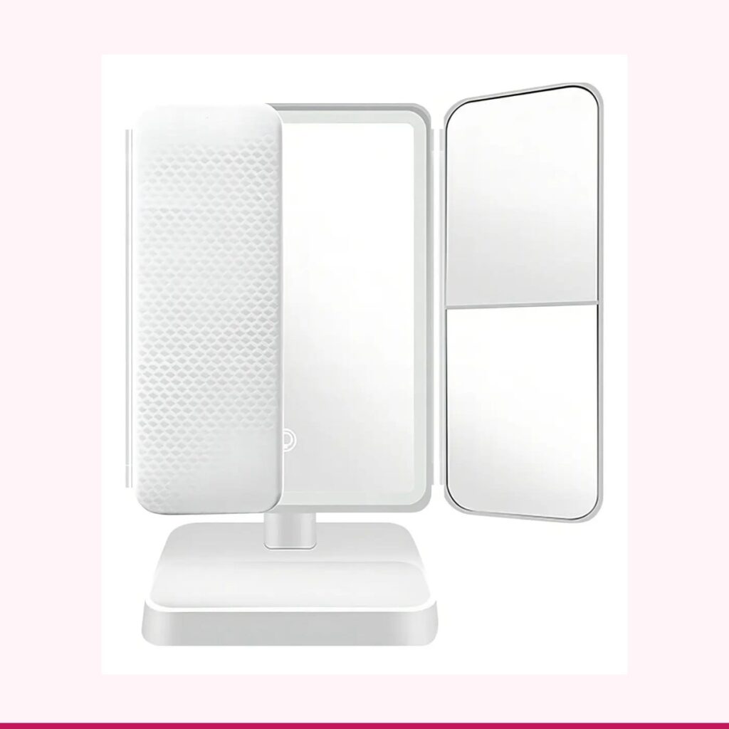 Espejo Triple Touch para Maquillaje con Luz LED y Aumento x2