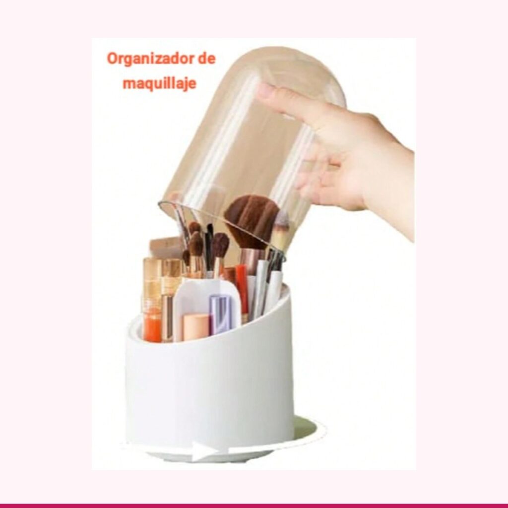Organizador de Maquillaje Giratorio 360° con Tapa