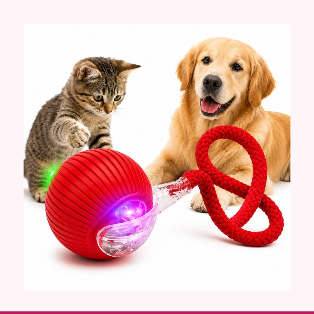 Pelota LED Interactiva para Perros y Gatos con Cuerda